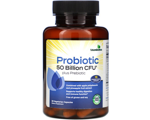 FutureBiotics, Probiotic Plus Prebiotic, 50 Billion CFU, 60 Vegetarian Capsules FutureBiotics, Probiotic Plus Prebiotic, 50 Billion CFU, 60 Vegetarian Capsules