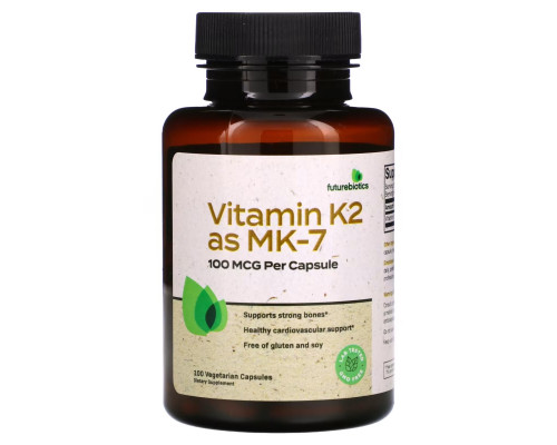 Futurebiotics, Vitamin K2 as MK-7, 100 mcg, 100 Vegetarian Capsules Futurebiotics, Vitamin K2 as MK-7, 100 mcg, 100 Vegetarian Capsules