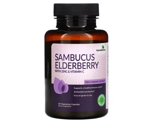 Futurebiotics, Sambucus Elderberry with Zinc & Vitamin C, 60 Vegetarian Capsules Futurebiotics, Sambucus Elderberry with Zinc & Vitamin C, 60 Vegetarian Capsules