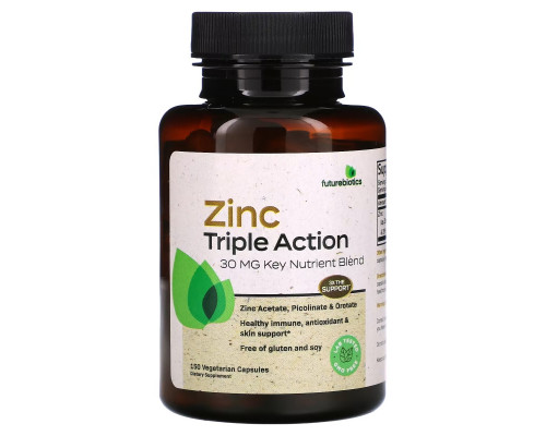 Futurebiotics, Zinc Triple Action, 30 mg, 150 Vegetarian Capsules Futurebiotics, Zinc Triple Action, 30 mg, 150 Vegetarian Capsules