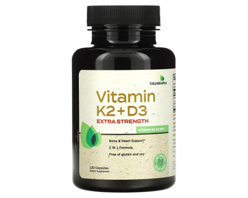 Futurebiotics, Vitamin K2 + D3, Extra Strength, 120 Capsules Futurebiotics, Vitamin K2 + D3, Extra Strength, 120 Capsules