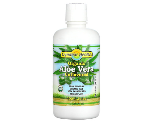 Dynamic Health Laboratories, Organic Aloe Vera, 100% Juice, Unflavored, 32 fl oz (946 ml) Dynamic Health Laboratories, Organic Aloe Vera, 100% Juice, Unflavored, 32 fl oz (946 ml)