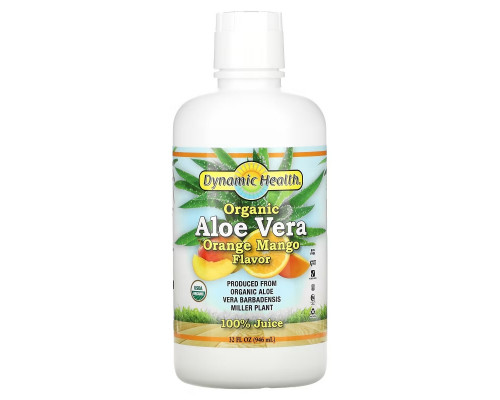 Dynamic Health Laboratories, Органический 100% сок алоэ вера, вкус апельсина и манго, 32 ж. унц. (946 мл) Dynamic Health Laboratories, Органический 100% сок алоэ вера, вкус апельсина и манго, 32 ж. унц. (946 мл)