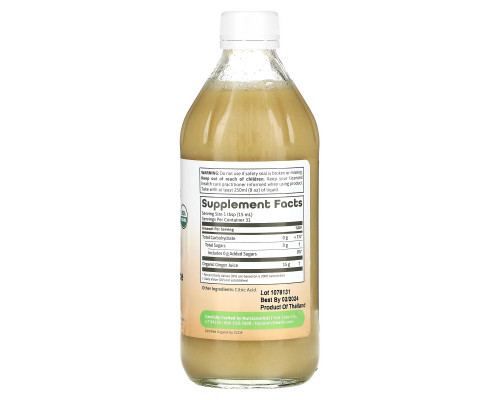 Dynamic Health Laboratories, Certified Organic Ginger, 100% Juice, Unsweetened, 16 fl oz (473 ml) Dynamic Health Laboratories, Certified Organic Ginger, 100% Juice, Unsweetened, 16 fl oz (473 ml)