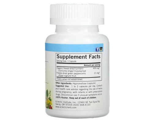 Eclectic Institute, Turmeric & Pepper, 430 mg, 90 Non-GMO Veg Caps Eclectic Institute, Turmeric & Pepper, 430 mg, 90 Non-GMO Veg Caps