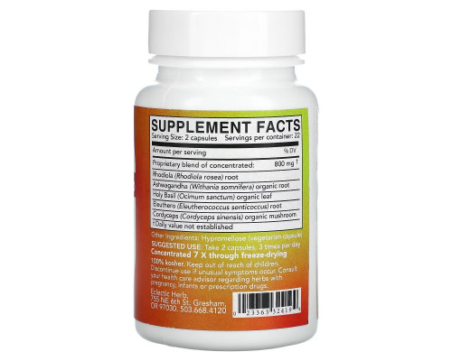 Eclectic Institute, Freeze Dried Fresh, Adrenal Support, 400 mg, 45 Veg Caps