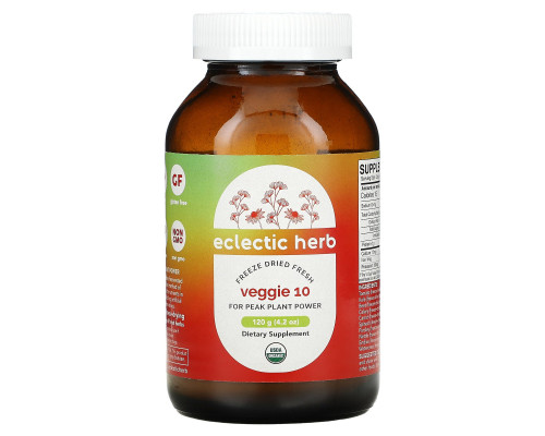 Eclectic Institute, Veggie 10, порошок из цельных пищевых продуктов, 4,2 унции (120 г) Eclectic Institute, Veggie 10, порошок из цельных пищевых продуктов, 4,2 унции (120 г)