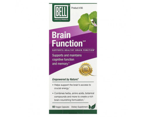 Улучшение памяти и работы мозга Bell Lifestyle, Brain Function, 60 растительных капсул Улучшение памяти и работы мозга Bell Lifestyle, Brain Function, 60 растительных капсул