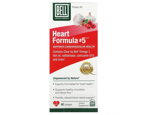 Для сердца и сосудов Bell Lifestyle, Heart Formula # 5, 60 мягких таблеток Для сердца и сосудов Bell Lifestyle, Heart Formula # 5, 60 мягких таблеток
