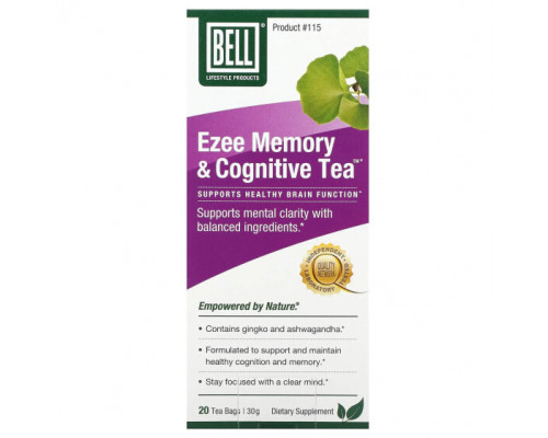 Травяные сборы и чаи Bell Lifestyle, Ezee Memory & Cognitive Tea, чайные пакетики 20 (30 г) Травяные сборы и чаи Bell Lifestyle, Ezee Memory & Cognitive Tea, чайные пакетики 20 (30 г)
