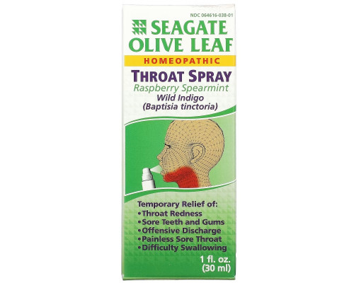 Seagate, Olive Leaf Throat Spray, Raspberry Spearmint, 1 fl oz (30 ml) Seagate, Olive Leaf Throat Spray, Raspberry Spearmint, 1 fl oz (30 ml)