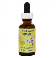 Растительные экстракты и настойки Flower Essence Services, Формула из пяти цветков, комбинация цветочных эссенций, безалкогольная, 30 мл (1 жидкая унция)