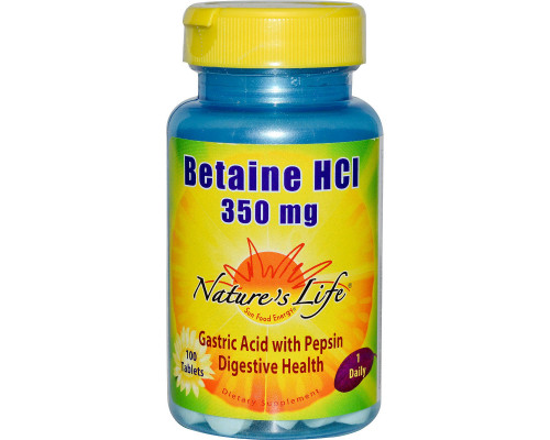 Nature's Life, Betaine HCI, 350 mg, 100 Tablets Nature's Life, Betaine HCI, 350 mg, 100 Tablets