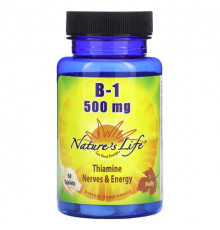 Витамины группы B Nature's Life, Витамин B-1, 500 мг, 50 таблеток