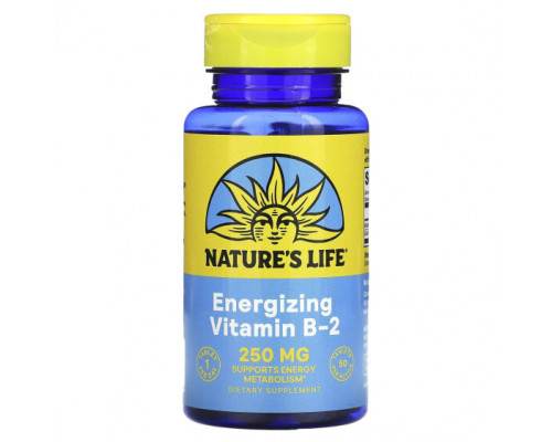 Витамины группы B Nature's Life, Витамин B2, 250 мг, 50 таблеток Витамины группы B Nature's Life, Витамин B2, 250 мг, 50 таблеток