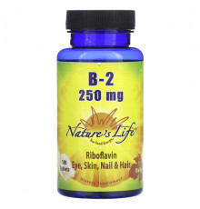 Витамины группы B Nature's Life, Рибофлавин B-2, 250 мг, 100 таблеток