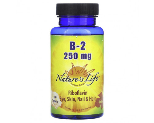 Витамины группы B Nature's Life, Рибофлавин B-2, 250 мг, 100 таблеток Витамины группы B Nature's Life, Рибофлавин B-2, 250 мг, 100 таблеток