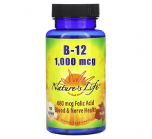 Витамины группы B Nature's Life, Витамин B-12, 1000 мкг, 100 таблеток