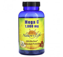 Витамин C Nature's Life, Mega C с био-розой, 1000 мг, 250 таблеток