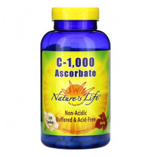 Витамин C Nature's Life, аскорбат C-1,000, 250 таблеток