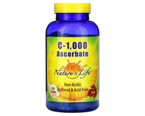 Витамин C Nature's Life, аскорбат C-1,000, 250 таблеток Витамин C Nature's Life, аскорбат C-1,000, 250 таблеток