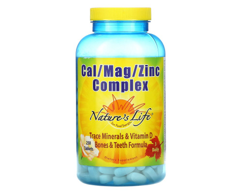 Nature's Life, Комплекс кальция/магния/цинка, 250 таблеток Nature's Life, Комплекс кальция/магния/цинка, 250 таблеток