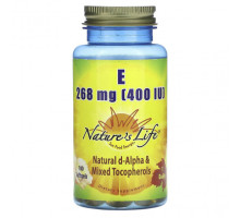 Витамин Е Nature's Life, витамин E, 268 мг (400 МЕ), 100 капсул