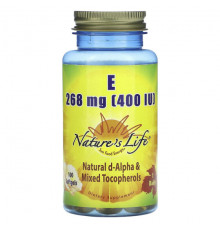 Витамин Е Nature's Life, витамин E, 268 мг (400 МЕ), 100 капсул