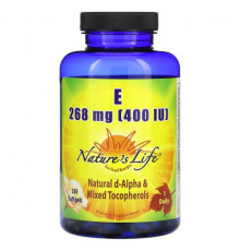 Витамин Е Nature's Life, Витамин E, 268 мг (400 МЕ), 250 мягких таблеток