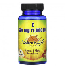 Витамин Е Nature's Life, Витамин E, 670 мг (1000 МЕ), 50 мягких таблеток