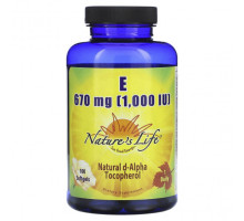 Витамин Е Nature's Life, Витамин E, 670 мг (1000 МЕ), 100 мягких таблеток