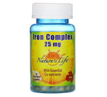 Nature's Life, Iron Complex, 25 мг, 50 вегетарианских капсул