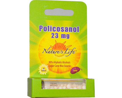 Nature's Life, Поликосанол, 23 мг, 60 таблеток Nature's Life, Поликосанол, 23 мг, 60 таблеток