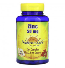 Цинк Nature's Life, цинк, 50 мг, 250 таблеток