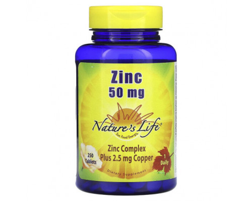Цинк Nature's Life, цинк, 50 мг, 250 таблеток Цинк Nature's Life, цинк, 50 мг, 250 таблеток