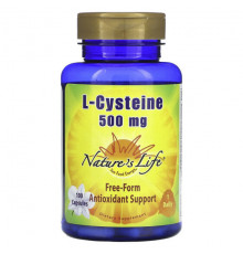 Аминокислоты Nature's Life, L-цистеин, 500 мг, 100 капсул