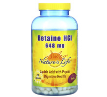 Nature's Life, Бетаин гидрохлорид (Betaine HCl), 648 мг, 250 капсул