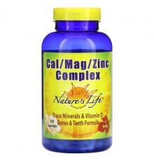 Цинк Nature's Life, комплекс кальция, магния и цинка, 250 капсул
