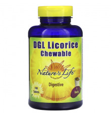 Для пищеварительной системы Nature's Life, DGL Licorice, жевательные таблетки, 100 таблеток