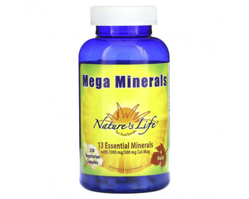 Витаминно-минеральные комплексы Nature's Life, Mega Minerals, 250 вегетарианских капсул Витаминно-минеральные комплексы Nature's Life, Mega Minerals, 250 вегетарианских капсул