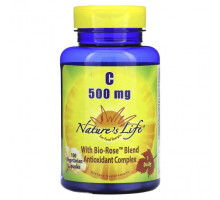 Витамин C Nature's Life, Витамин C, 500 мг, 100 вегетарианских капсул