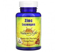 Цинк Nature's Life, Леденцы с цинком, апельсин`` 50 пастилок