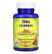 Цинк Nature's Life, Леденцы с цинком, апельсин`` 50 пастилок