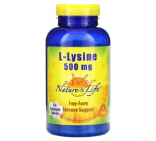 Аминокислоты Nature's Life, L-лизин, 500 мг, 250 растительных капсул