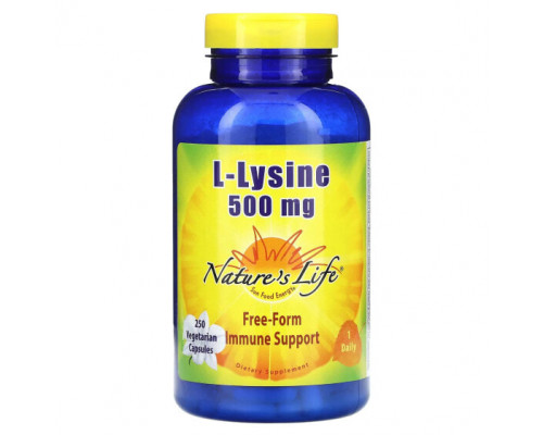 Аминокислоты Nature's Life, L-лизин, 500 мг, 250 растительных капсул Аминокислоты Nature's Life, L-лизин, 500 мг, 250 растительных капсул