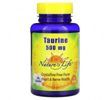 Аминокислоты Nature's Life, таурин, 500 мг, 100 капсул