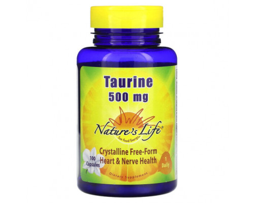 Аминокислоты Nature's Life, таурин, 500 мг, 100 капсул Аминокислоты Nature's Life, таурин, 500 мг, 100 капсул