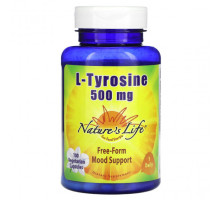 Аминокислоты Nature's Life, L-тирозин, 500 мг, 100 вегетарианских капсул