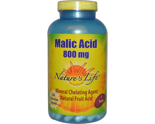 Nature's Life, Яблочная кислота, 250 капсул на растительной основе Nature's Life, Яблочная кислота, 250 капсул на растительной основе