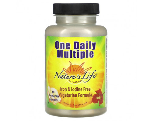 Витаминно-минеральные комплексы Nature's Life, One Daily Multiple, 60 вегетарианских капсул